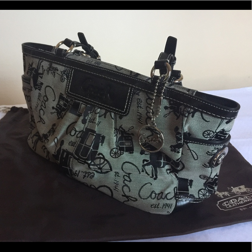 COACH SIGNATURE WOVEN JACQUARD BLACK/GRAY BAG👜 - Picture 5 of 9